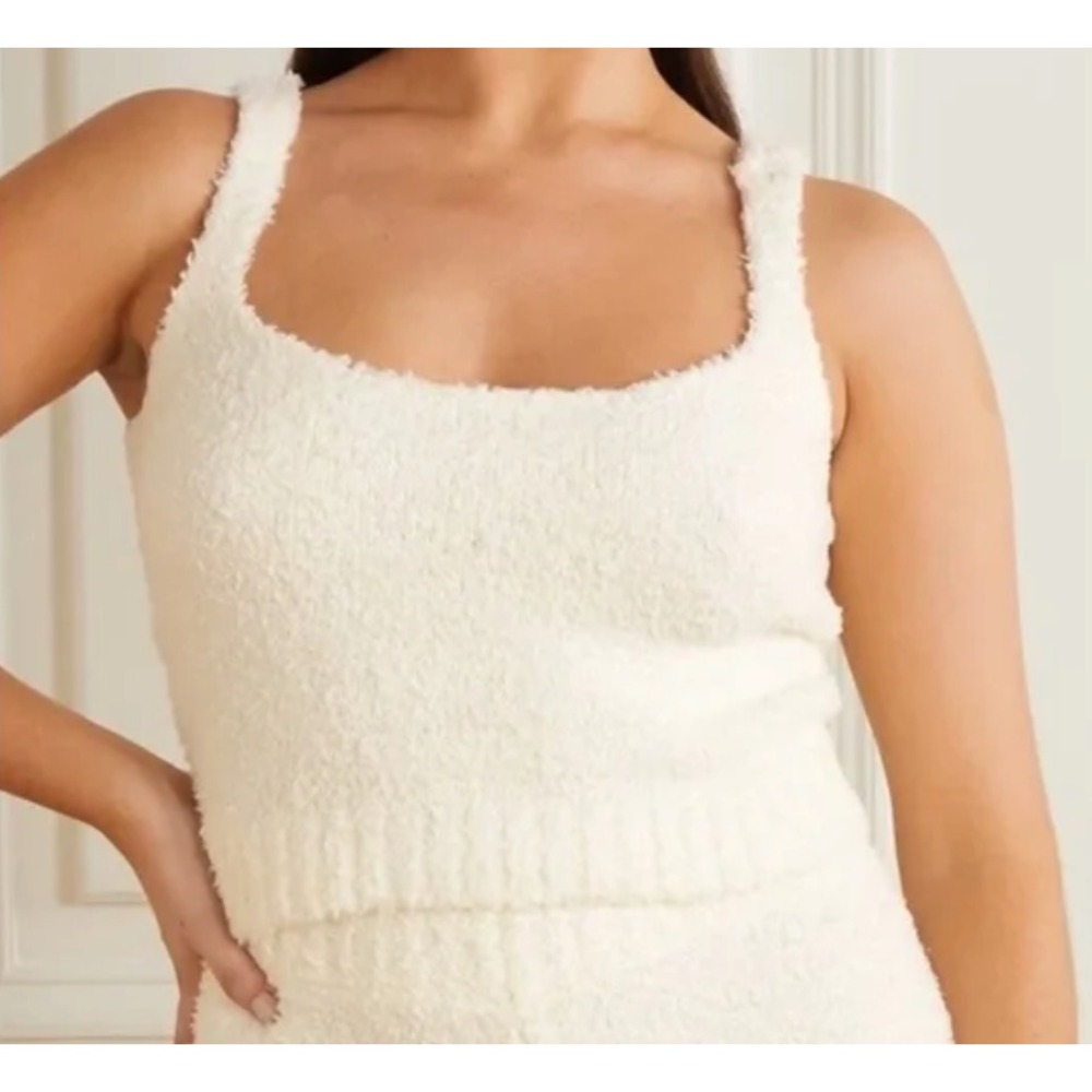 SKIMS Cozy Knit Tank Top FUZZY SHERPA FABRIC Super Soft Stretchy Bone/Ivory S/M